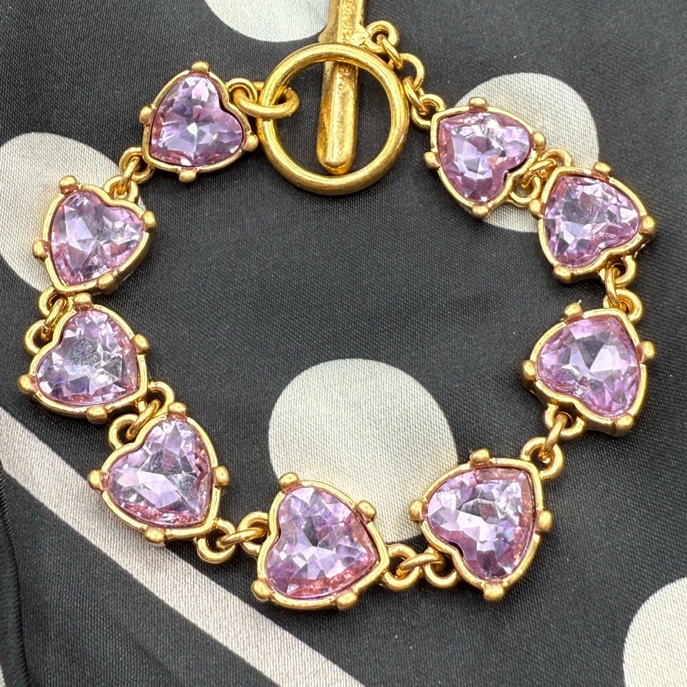 Oscar De La Renta Crystal Hearts Bracelet